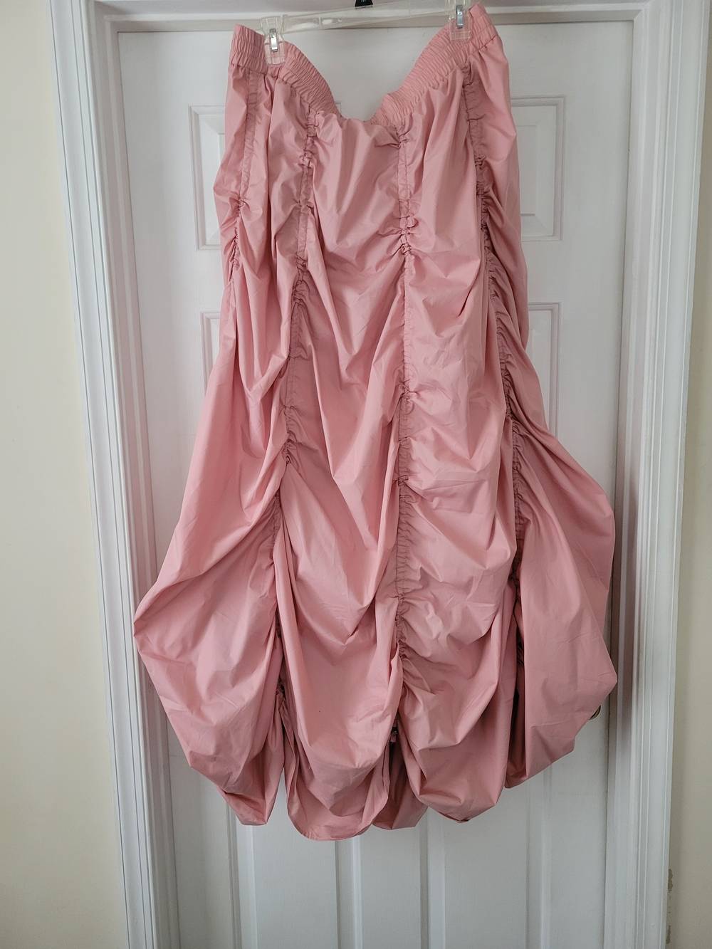 Ruched Balloon Midi Skirt - Pink